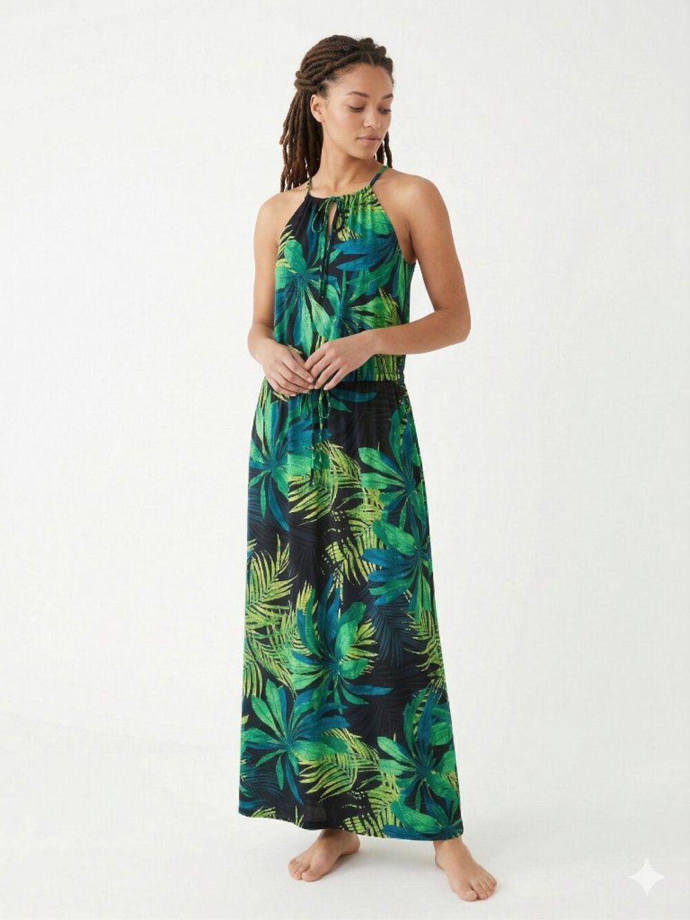 Covington Dress Green Maxi Tropical Beach Summer Resort Halter MP